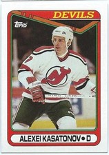 1990-91 Topps #358 Alexei Kasatonov New Jersey Devils Rookie Hockey Card Mint. rookie card picture