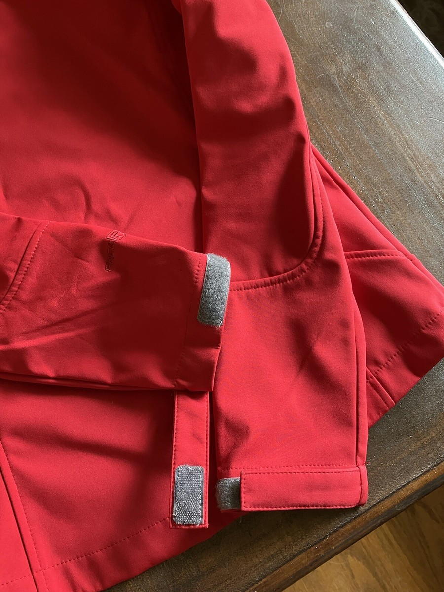 Free Tech Jacket Womens XS Red Hooded Coat Zip Up Soft shell | eBay