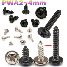 PWA2 2.6~4mm Phillips Round Head Self Tapping Screws With Washers Flange Tappers