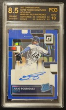 Julio Rodriguez 2022 Donruss Optic Rated Rookie Blue /50 SP * FCG 8.5 auto 10 *