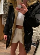 Maniere De Voir Long Puffer Padded Black Coat Size 6