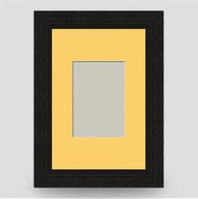 BLACK 6x4 PHOTO FRAME incl YELLOW Mount for 3.5x2.5 PICTURE ART CRAFT PRIMROSE