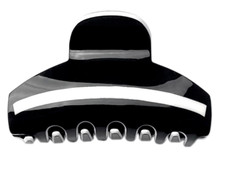 elegante Haarklammer Haarkrebs Haarspange schwarz wei&szlig; 8 cm x 4,5 cm aus Acryl