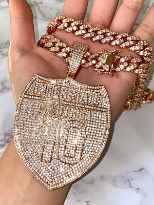 Men's Ice Out Miami Cuban Chain Rose Gold Big Interstate i10 Iced