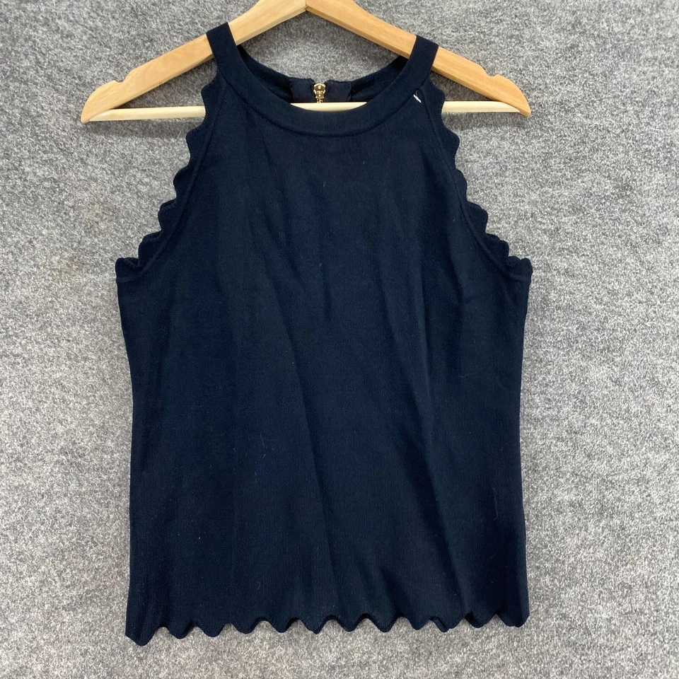 Blusa Eliza J Mujer M Mediana Negra Cremallera Sin Mangas Cuello Redondo Rayón Informal Foto 4 de 4