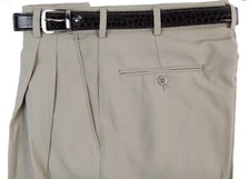 MEN'S TAUPE PLEATED DRESS PANTS SLACKS TROUSERS BLACK BELT CUFFED BOTTOMS NEW