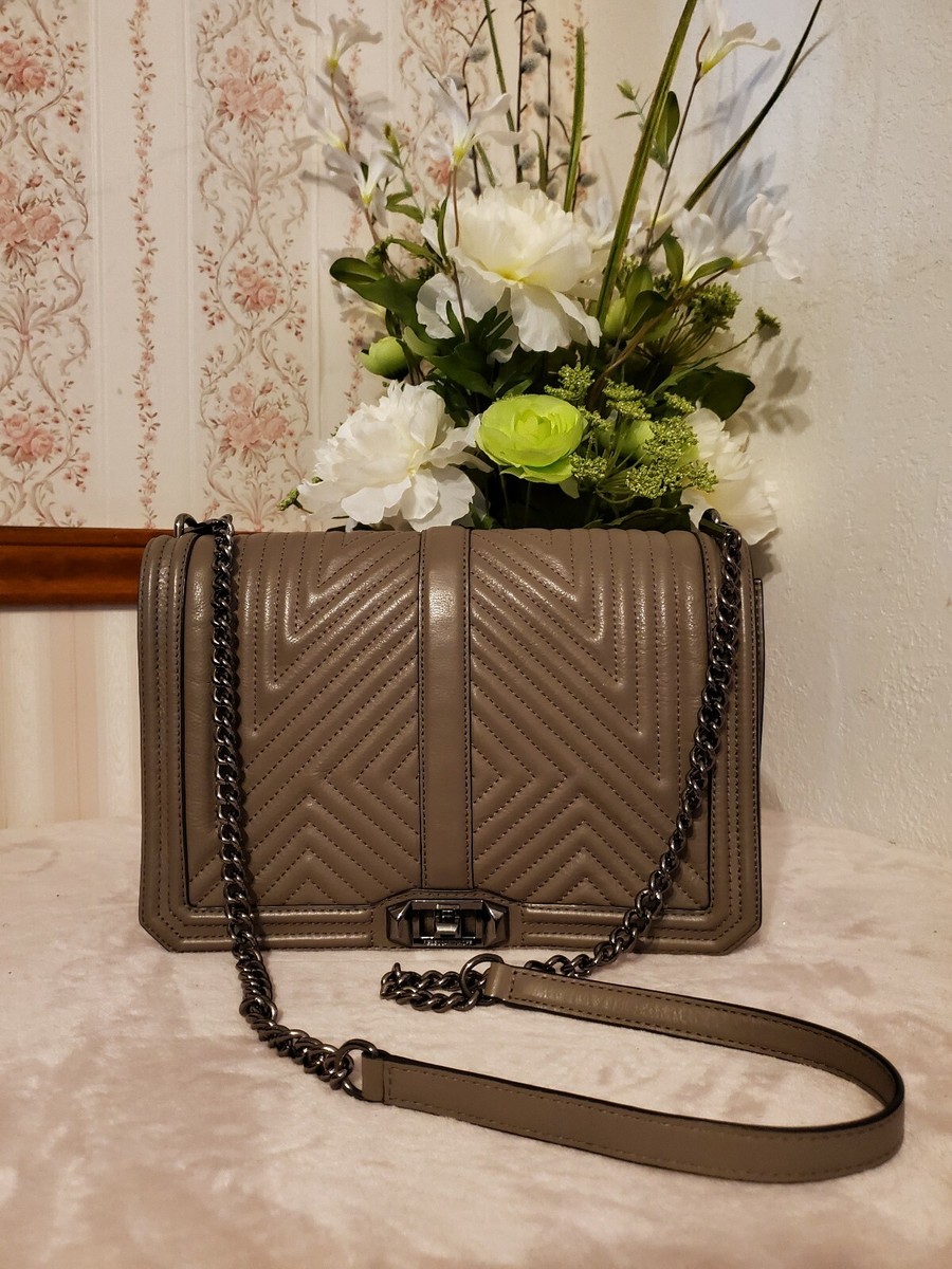 Rebecca Minkoff Geo Quilted Love Jumbo Crossbody Bag Graphite $355
