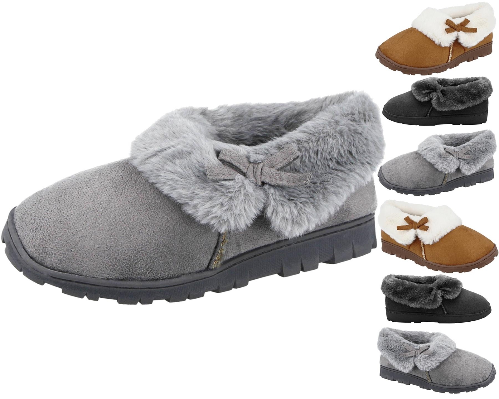 SAOLA Pantofole donna in pelliccia sintetica calda suola rigida foderata per interni scarpe comode taglia 3 8