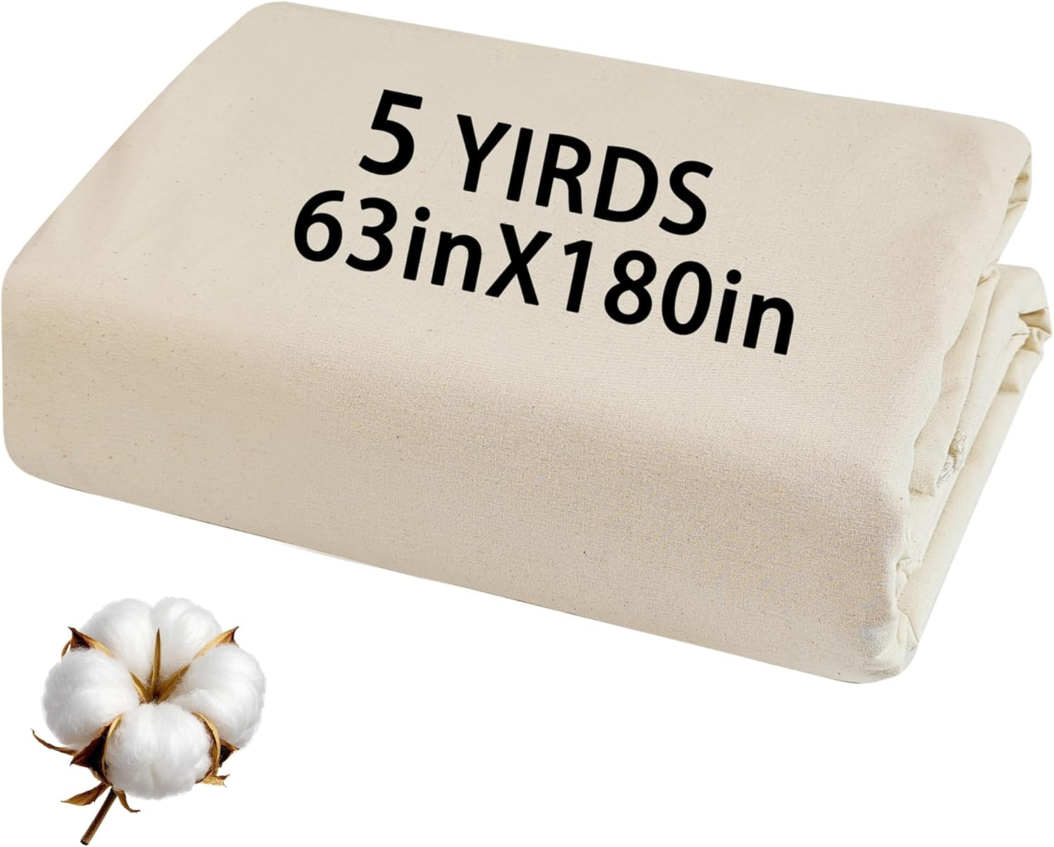 100% Cotton Unbleached Muslin Fabric 63 Inch Wide by the Yard