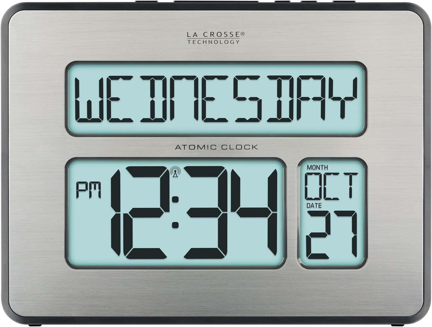 Extra Large Atomic Full Calendar Clock with Backlight and Big Digits