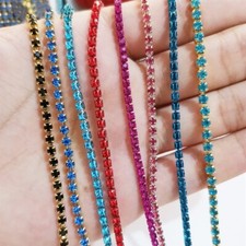 UK DIY Rhinestone Trim Diamante Chain 2M Crystal Trimming Ribbon Sewing Craft