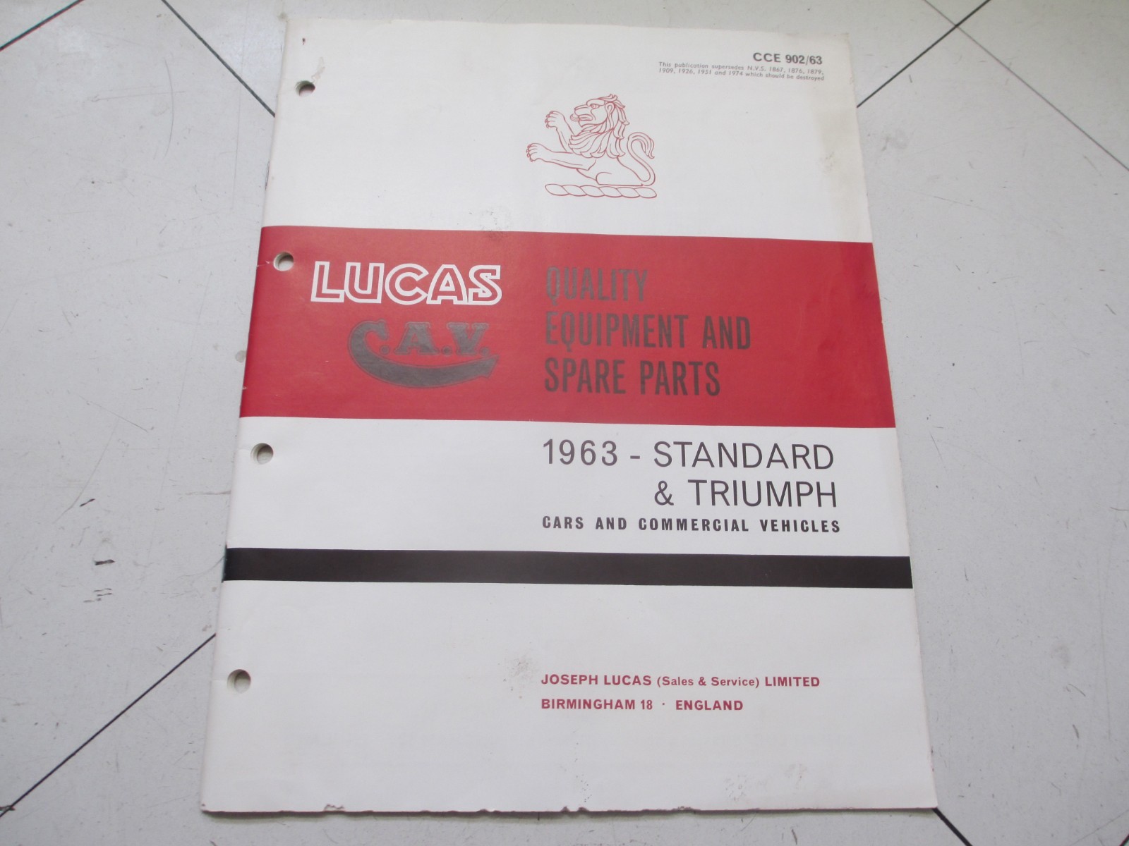 1963 Lucas Catalog Standard & Triumph Electrical, Lenses, Injection, OD