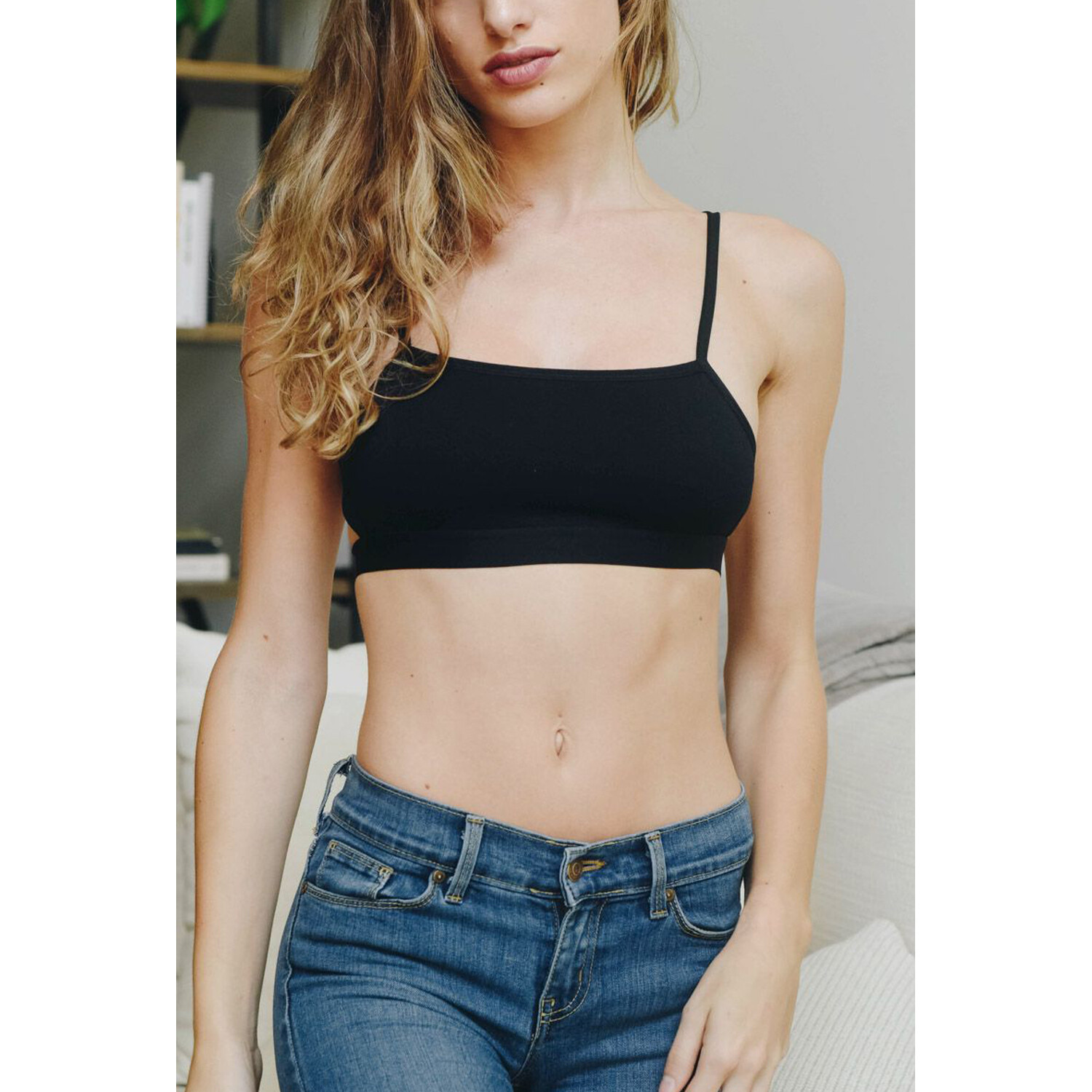 Minimal Bralette Bra Womens Seamless Minimal Lines Bandeau Strappy Back Bras-image