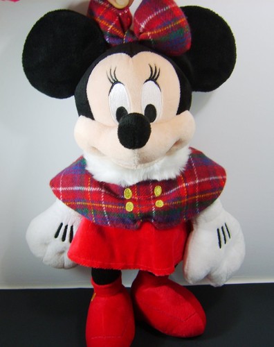 Disney Store Minnie Mouse Plush Doll Red Dress With Tartan Shawl Size ...