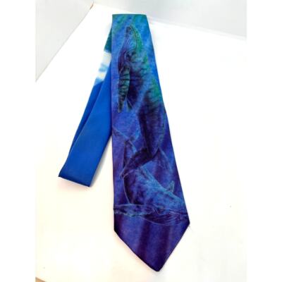 VTG USA Made 1991 Ralph Marlin x Blaine Heilman ''Humpback Whales'' Skinny Tie