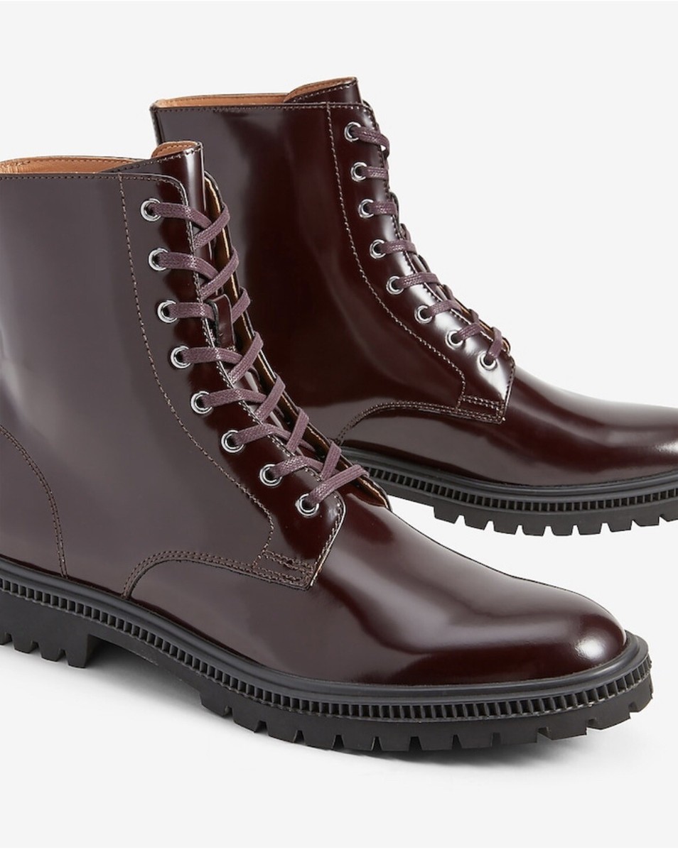 Express Mens Brown Leather Military Style Boots Mens Size 11 NIB