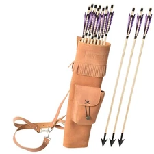 Genuine Suede Leather Back Quiver | Quick-Draw Archery & Hunting Arrow Quiver