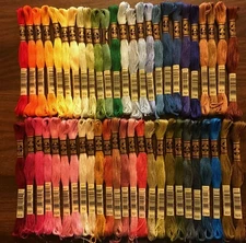 50 Brand New DMC Embroidery Floss Skeins - Beautiful Rainbow of Colors! Set 1
