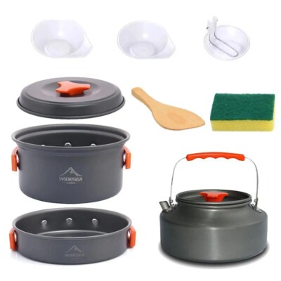 Widesea Camping Tableware   Outdoor Cookware Set with Pots, Dishes, & Utensils
