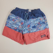 vineyard vines mens swim trunks large blue pink Fish