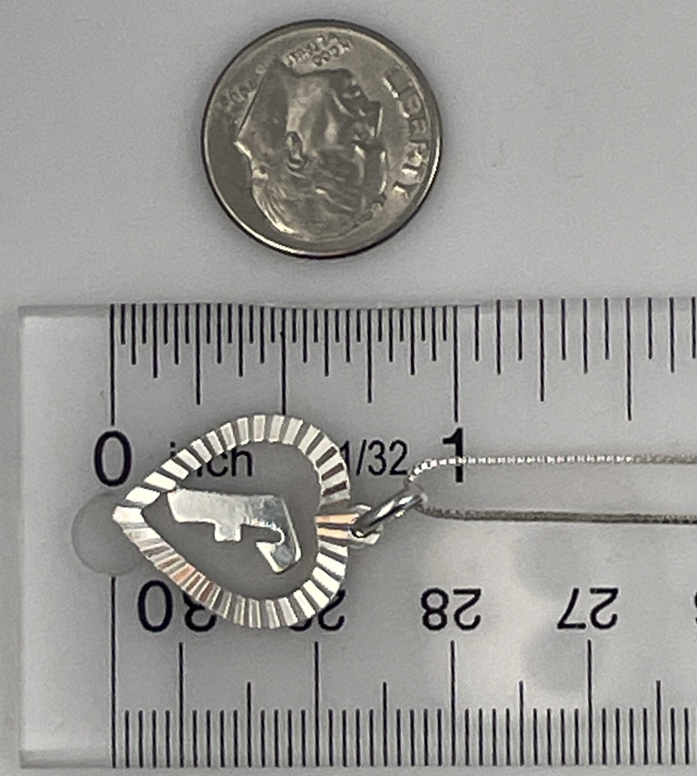 925 Sterling Silver Monogram F Heart Necklace 18” Chain Jewelry