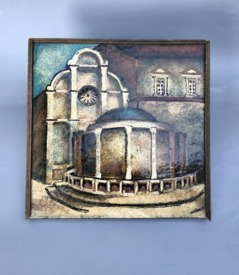 Vintage Rucni Rad Dekor Zagreb Architectural Enamel Metal Wall Art Decor READ
