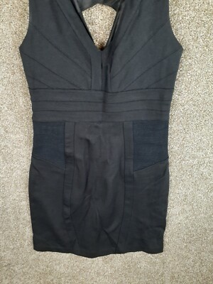 Express Ponte Knit Mini Dress Womens S Black Bodycon Sleeveless V-Neck  Cocktail | eBay