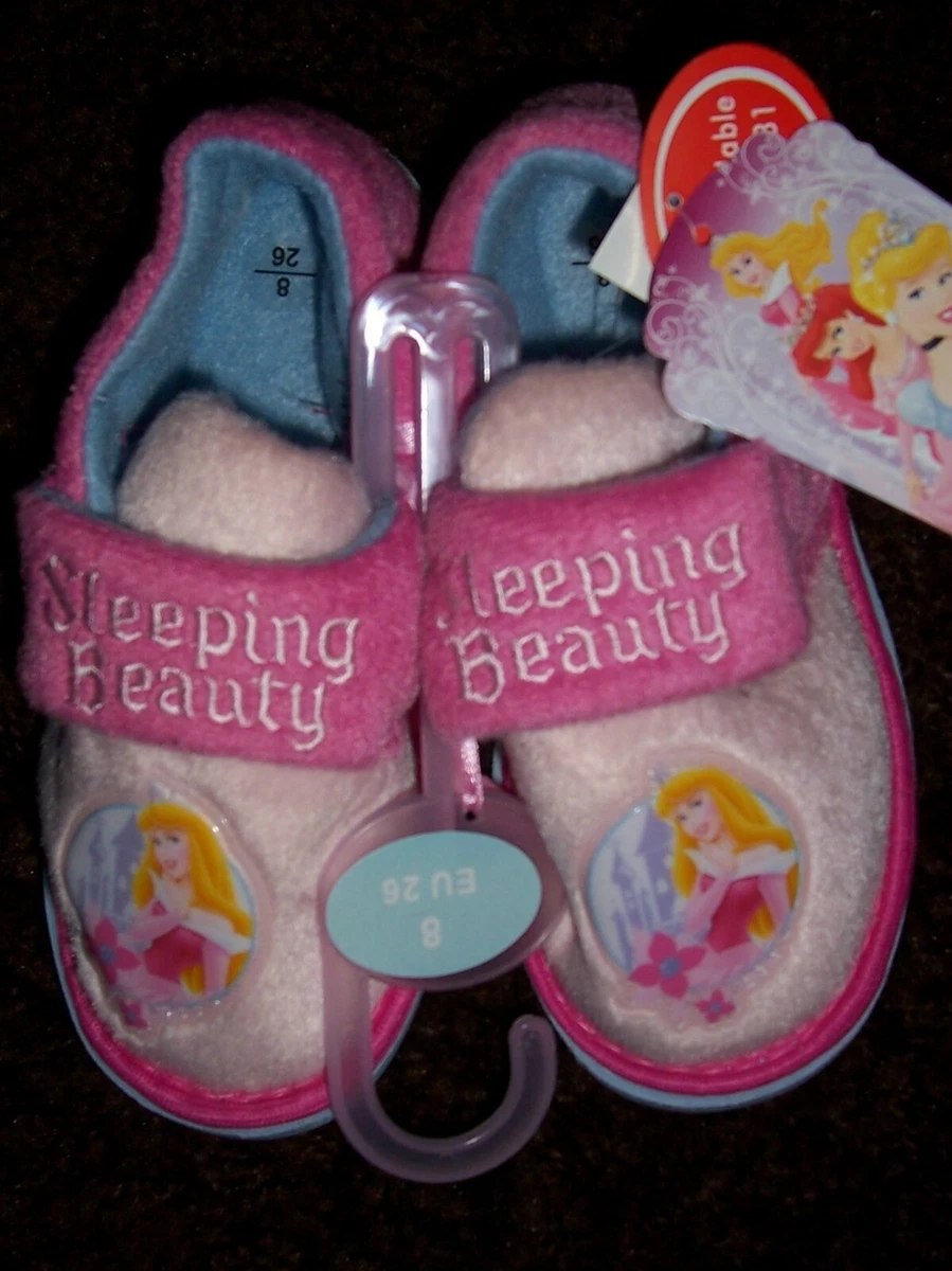 Girls Pink Slippers with Sleeping Beauty detail eBay