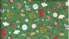 Hallmark Wrapping Paper Christmas Peace on Earth Ornaments Green 22.5 sq ft Roll