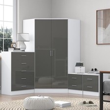 REFLECT Corner + Chest of Drawers + 2x 2 Drawer Bedsides - Grey/White