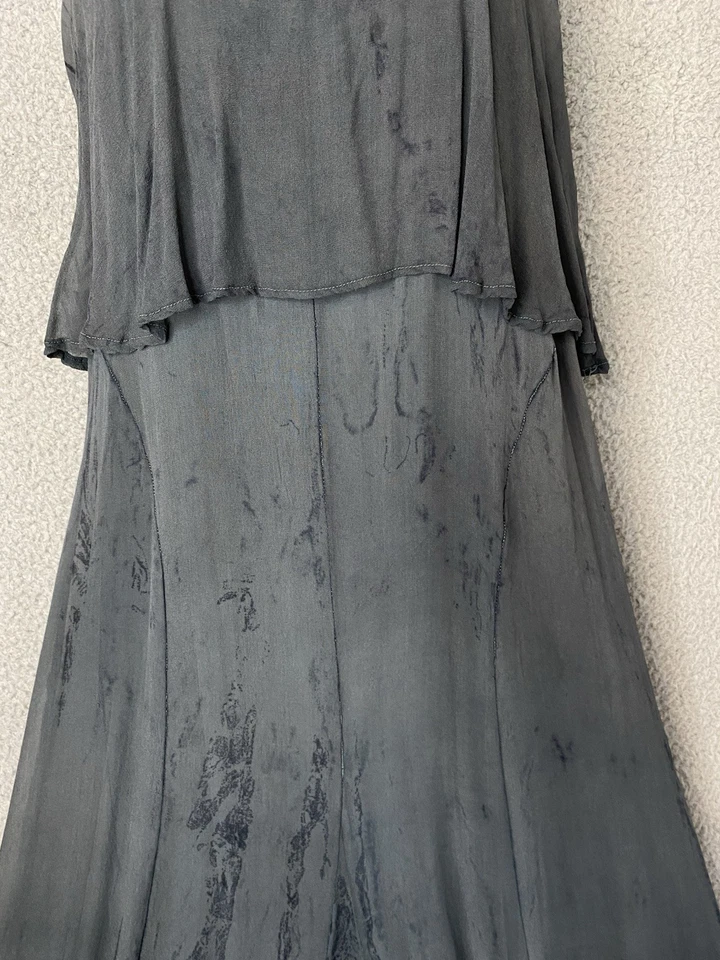 GYPSY 05 Whimsy Boho Womens S Gray Pink Tie Dye Layered Silk Lined Maxi Dress - Image 3 of 4