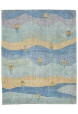 Semi-Antique Multicolored Pictorial Distressed Large Oriental Rug Carpet 9X11 ft