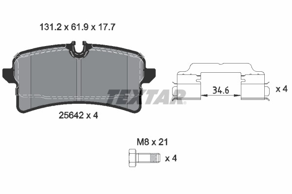 Kit plaquettes de frein Textar 2564203 haute performance pour étrier de frein à disque mécanique