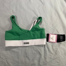 Five the Label Green White Asymmetrical Keyhole Sports Bra Youth Large YL NEW