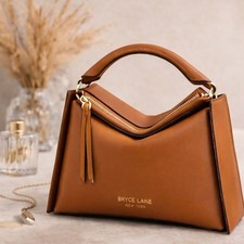 Brown Leather Handbag, Luxury Designer Purse Gold Hardware, for Her 3