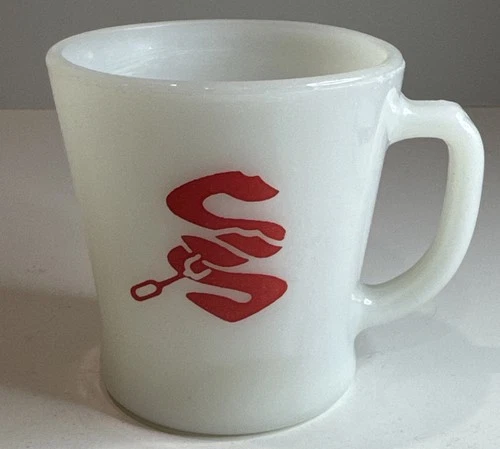 Vintage Fire King Sirloin Steak Mug / Milk Glass / Advertising Coffee Cup