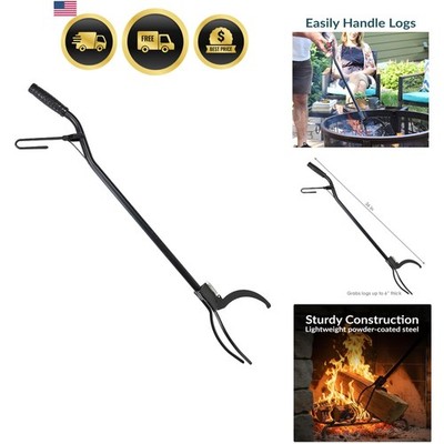 Sunnydaze 36-Inch Log Grabber Tongs - Outdoor Fire Pit Tongs - Spring Lever A...