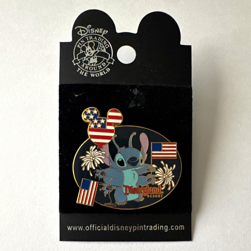 Disney Disneyland Resort Patriotic USA Flag Stitch Mickey Ears Single Pin