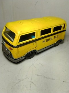 Vintage 1950 KTS Tin Friction Toy School Bus Made In Japan
