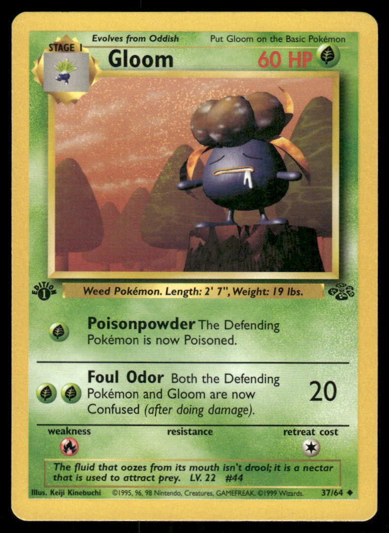 Pokemon Cards Gloom 37/64 1ST EDITION Jungle Uncommon NM