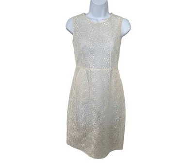 Elie Tahari Isla Cream Lace Sheer Shift Dress Sz 2 Sleeveless Boho