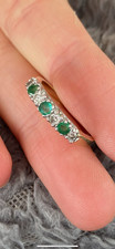 9ct gold Natural Emerald and Diamond ring
