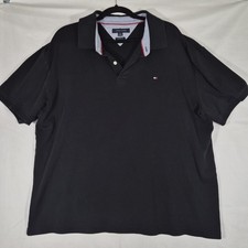 Tommy Hilfiger Polo Shirt Men's XL Black Custom Fit Short Sleeve Flag Logo...