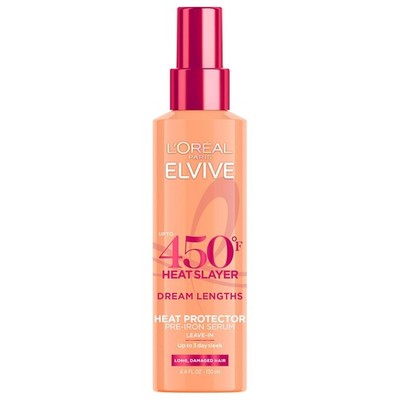 L'Oreal Paris Elvive Dream Lengths Heat Slayer Pre-Iron Spray Leave-In, 4.4 Ounc
