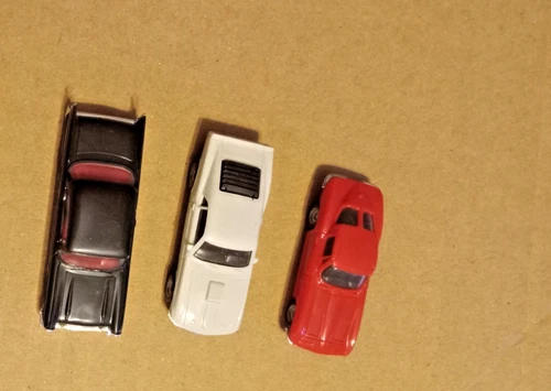 Three (3) Little Monogram HO Scale Cars for your Diorama  Look very hard to find