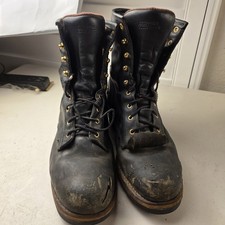 Chippewa Black Leather Logger Steel Toe Boots US USA Made Size 11.5 Wide