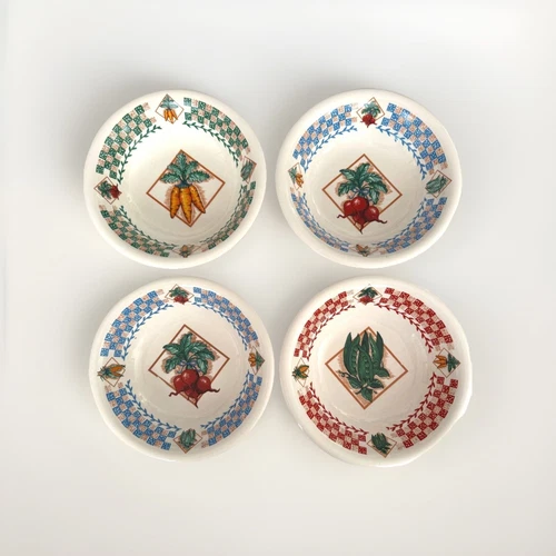 Soup Bowls Garden Fresh Vegetable Design Dishwasher & Microwave Safe Grannycore