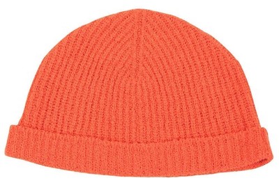 Brioni Mens Beanie Hat Wool & Silk Orange Size XL
