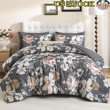 Elegant Floral Bedding Set 7 Piece King Size Soft Microfiber All Season Upgrade