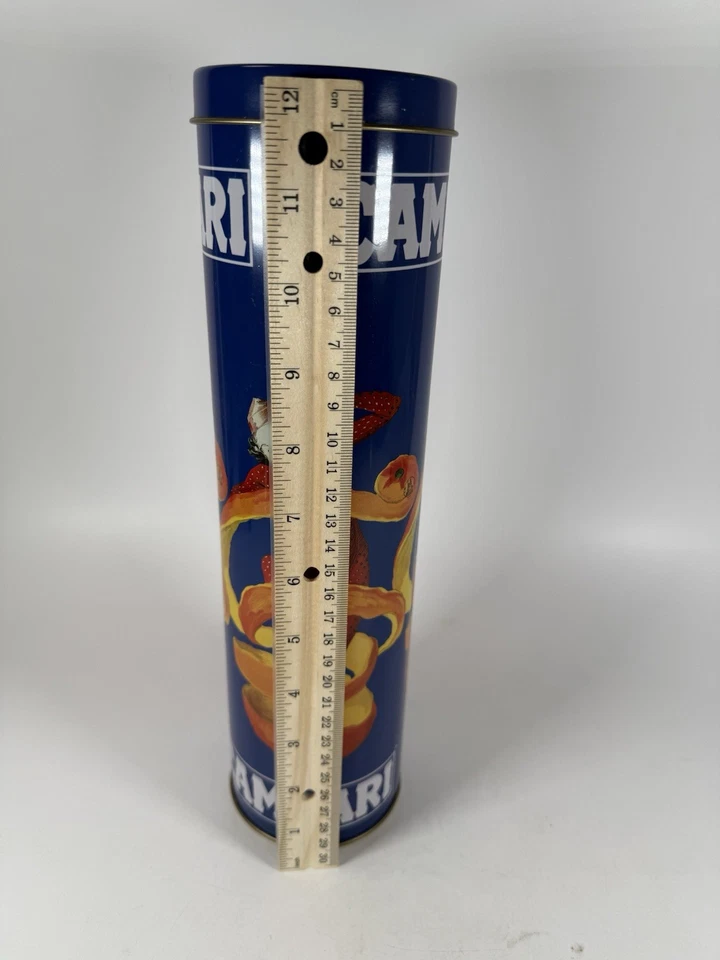 Vintage Campari Blue Tin Canister Italy Advertising 11.5” Collectible Barware - Image 4 of 4